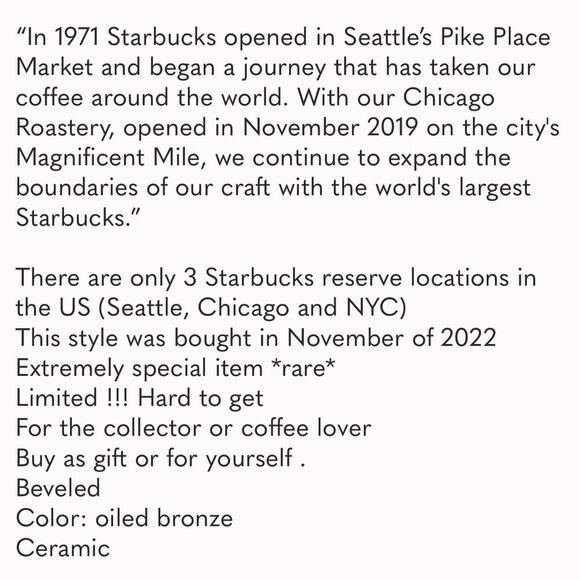 Extremely rare limited Starbucks Reserve & Roastery metallic mug set 8oz Chicago - Picture 6 of 6